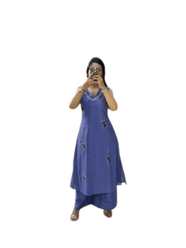 Ladies Blue Palazzo Suit