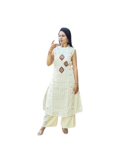 Ladies Off White Palazzo Suit