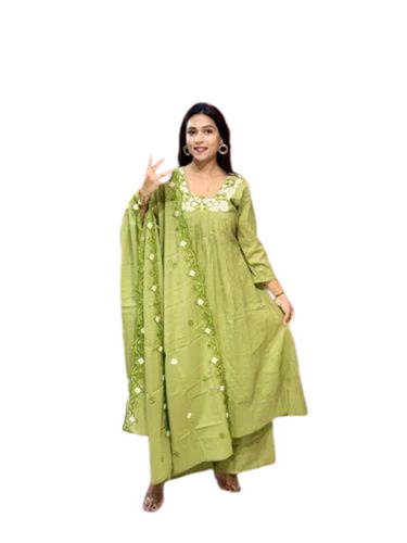 Ladies Pista Green Palazzo Suit