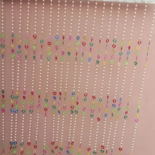 White Blue Door Curtain 