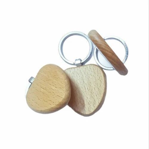 Heart Shaped Wooden Keychain