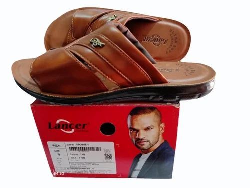Mens Lancer Sponge-4 PU Slipper - PU Material, Brown, Various Sizes | Comfortable, Lightweight, Modern Slip-On Design