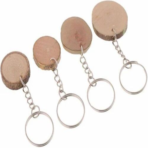 Round Fancy Wooden Keychain