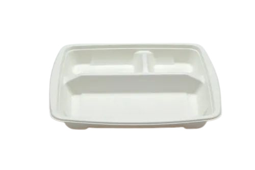 3 Cp Bagasse Food Tray - Bagasse, 10 Inch, White | Disposable, Eco-Friendly, Lightweight