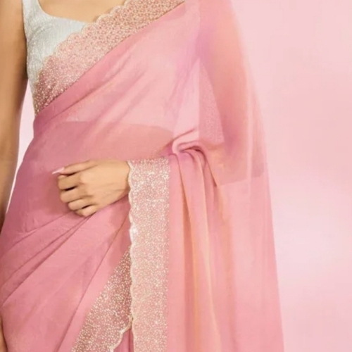 Light Pink Plain Saree