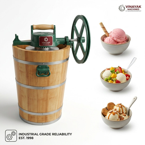 Manual 8 Liters Kothi Ice Cream Machine - Shape: Round