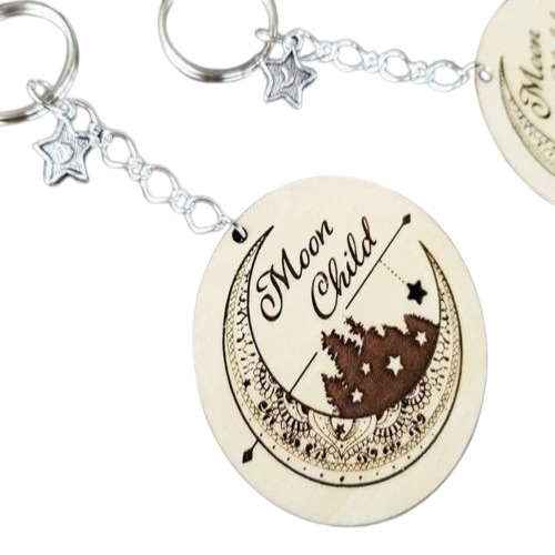Wooden Keychain With A Moon