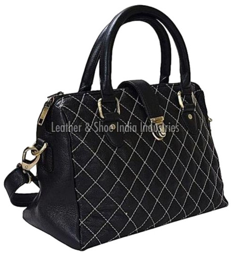 Diamond Embroidery Ladies Leather Sling Bags - Genuine Leather, Standard Size, Brown | Zipper Closure, Shoulder Handles, Water Resistant, 1 Year Warranty