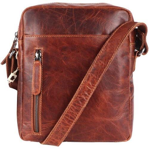 Leather Shoulder Bags - Pure Leather 20x17x9 cm Brown, Zipper Closure Polished Finish Durable Comfortable