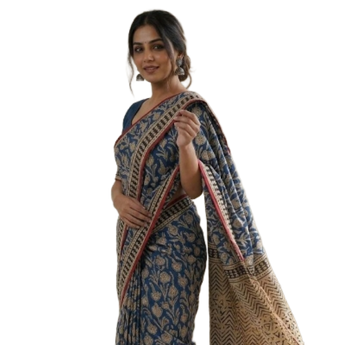 Bagru Mulmul Cotton Saree