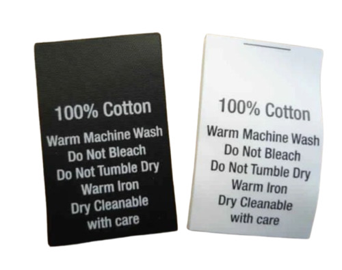 Customized Satin Printed Clothing Labels - Color: White And Black