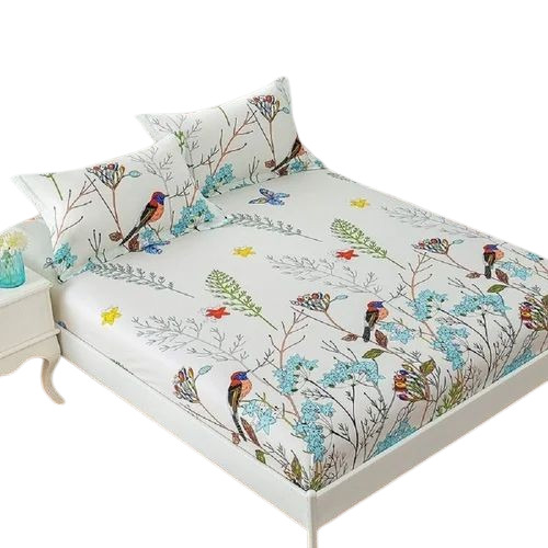 Designer Double Bed Sheet - Color: White