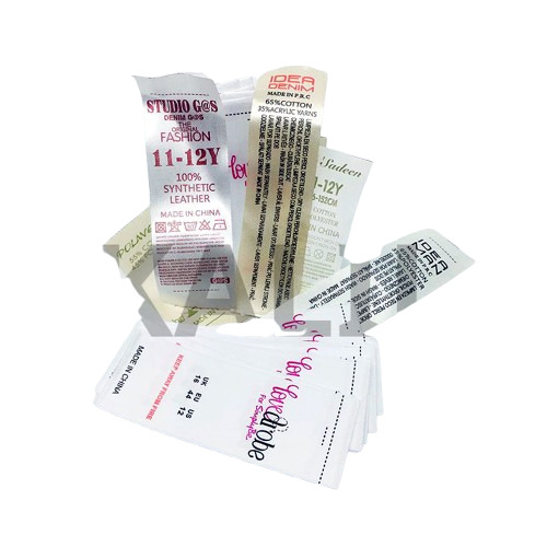 Satin Printed Clothing Labels - Color: White
