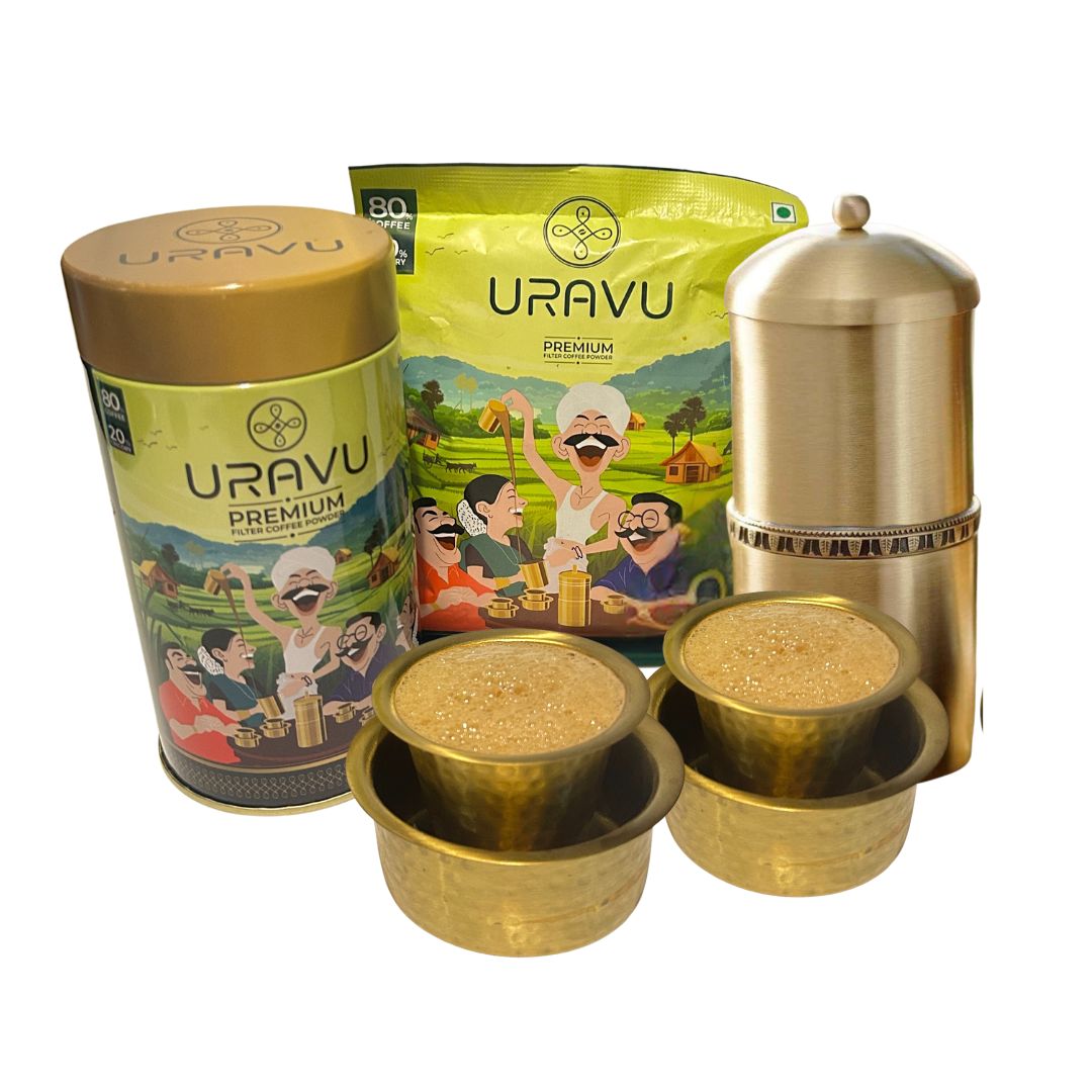 Uravu Premium Filter Coffee Powder With 2 Davaras Set