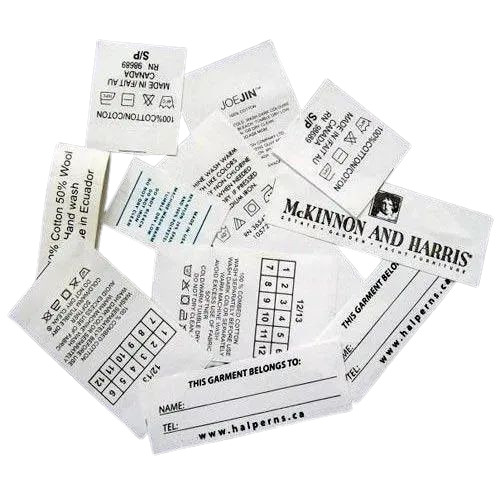 White Taffeta Printed Labels