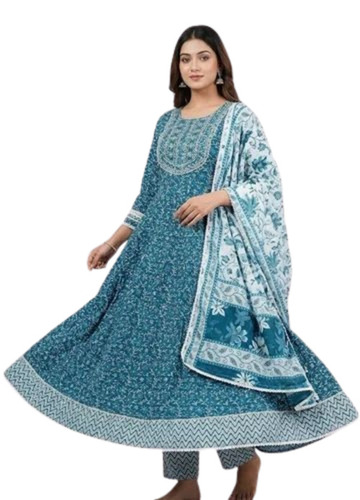 Ladies Anarkali Kurti Pant Set - Color: Multi Color