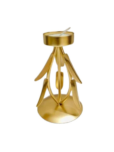 6 Inch Iron T Light Candle Holder - Iron, 6 Inch, Golden | Corrosion Resistant, Rust Proof, Glossy Finish