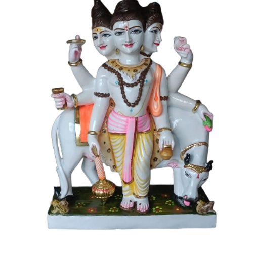 Durable Marble Dattatreya Statue - Mount Type: Flat Rectangular