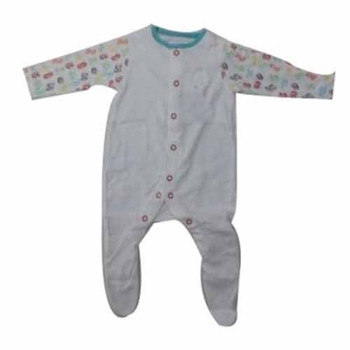 Baby Designer Sleep Suit - Cotton, All Sizes, Grey | Soft Fabric, Breathable, Flexible Fit, Full Sleeves
