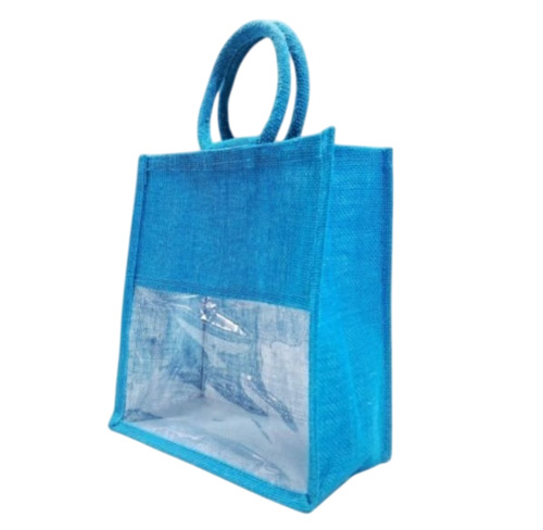 Blue Jute Bag With Window