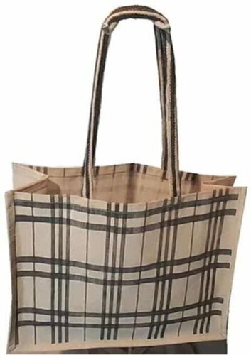 Designer Jute Shopping Bags - 14x16x6 Inch, Multiple Colors, Printed Pattern | Eco Friendly, Flexiloop Handle, Durable