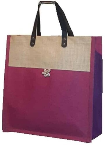 Handmade Jute Bag - Jute, 14x16x5 Inch, Multiple Colors | Eco Friendly, Flexiloop Handle, Customized Design & Weight, Plain Pattern