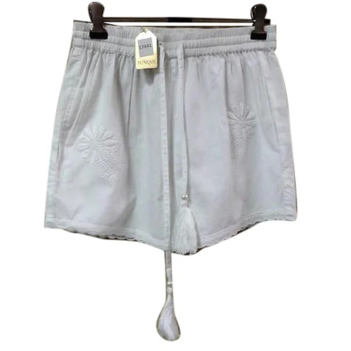 Ladies White Cotton Shorts