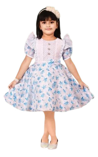 Girls Cotton Butterfly Printed Frock
