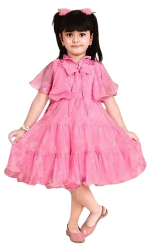 Pink Georgette Red Frock