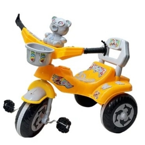 Plastic Tricycle - Plastic, Standard Size, Yellow | Pedal Driven, Three Wheels, Waterproof, Smooth Riding