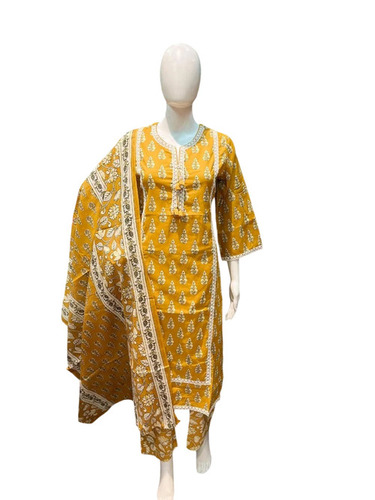 Yellow Ladies Cotton Suit