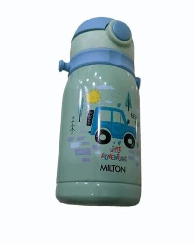 500ml Milton Printed Water Bottle - Plastic, Standard Size, Green | Eco Friendly, Smooth Finish, Water Resistant