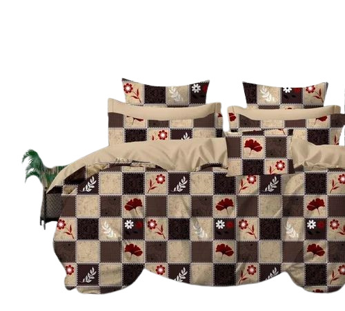 Brown Printed Cotton Bed Sheet
