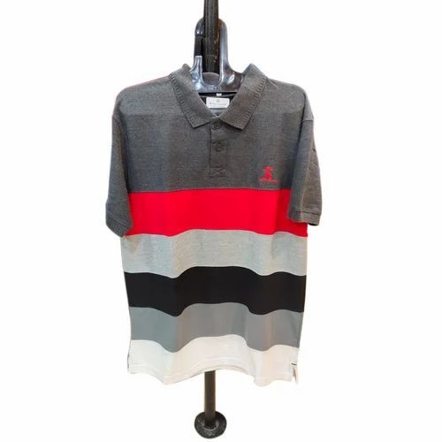 Men Regular Fit Casual T Shirt - Cotton, Multi Color, Striped, V Neck, Half Sleeves, Lightweight, Breathable