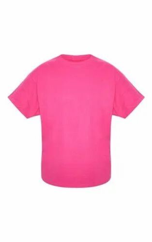 Mens Pink Plain Round Neck T Shirt