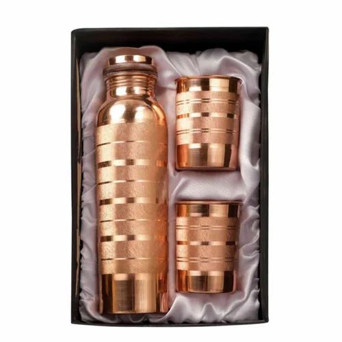 950 Ml Silver Touch Copper Bottle Set