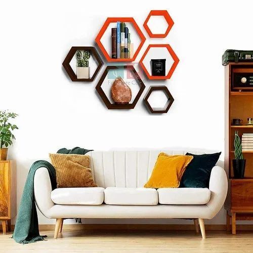 Hexagonal Shape Wall Shelf Set