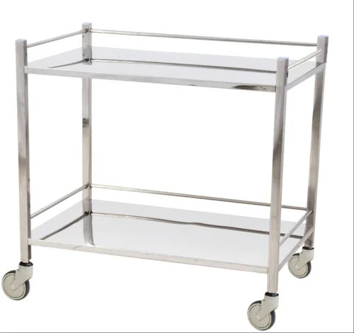 INSTRUMENT TROLLEY SS 2 SHELVES