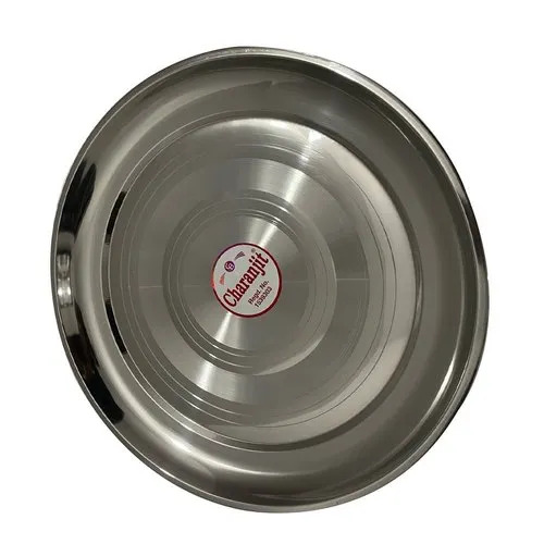 Ss Light Weight Round Plate - Stainless Steel, Silver, Polished Surface | Rigid Hardness, Solid Form, Plain Pattern