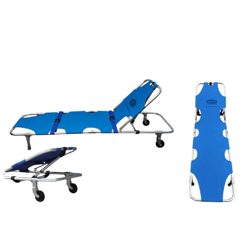 Stretcher Single Fold With Two Wheels And Backrest