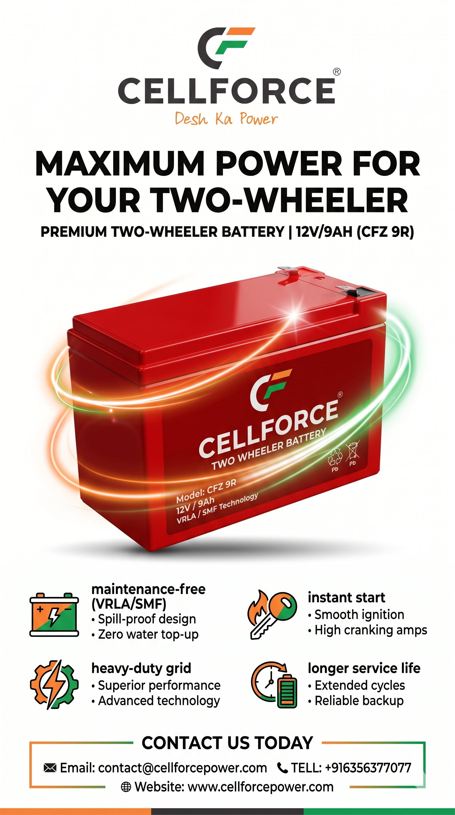 Two Wheeler Battery 12v/9ah (cfz 9r)
