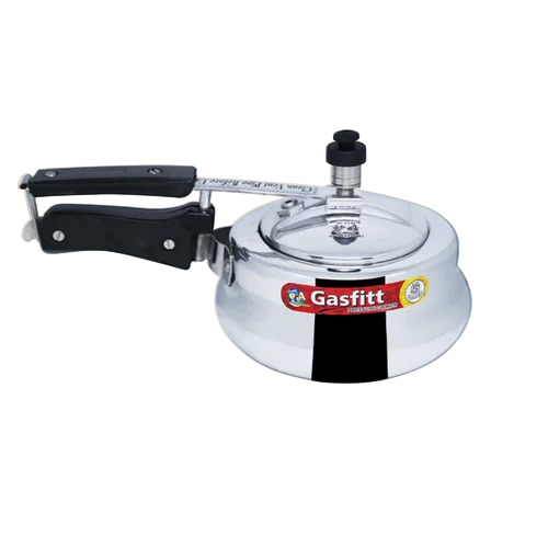 1.5 L Handi Series Aluminium Pressure Cooker - Aluminum, 1.5 Liter, Silver, Induction Base | Durable, Glossy Finish, Bakelite Handle