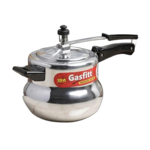 3.5 L Handi Series Aluminium Pressure Cooker - Aluminum, Silver, Durable Glossy Finish | Bakelite Handle, Induction Base, Outer Lid