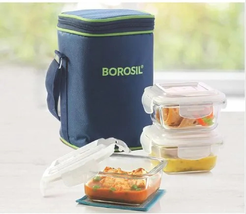 Set Of 3 Glass Lunch Box 320ml