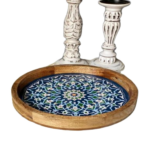 Wooden Enamel Serving Tray