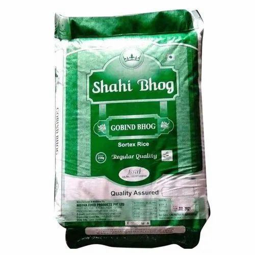 Shahi Gobind Bhog Sortex Rice - 25kg White Bag, Medium-Grain Fully Polished, Soft Texture, 12 Months Shelf Life