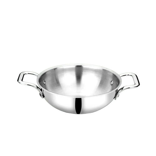 5l Stainless Steel Kadhai - Stainless Steel Triply, 26cm Diameter, Silver | Induction & Gas Compatible, Stainless Steel Handle, Matte Finish