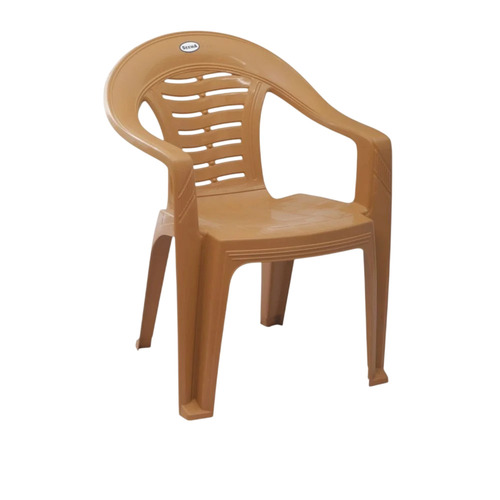 Seema 5002 Wave Plastic Chair - Plastic, Beige, With Armrest | Durable, Water Resistant, Indoor Furniture