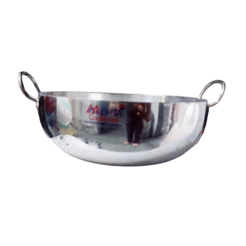 Mirror Polish Aluminium Kadai - Color: Silver