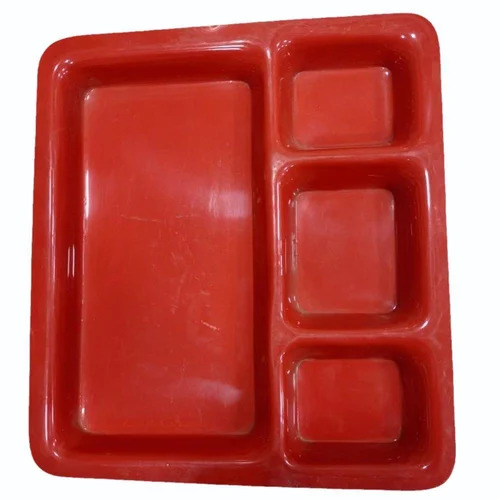 Red Acrylic Plate - Design: Shape Rectangular Pattern Plain